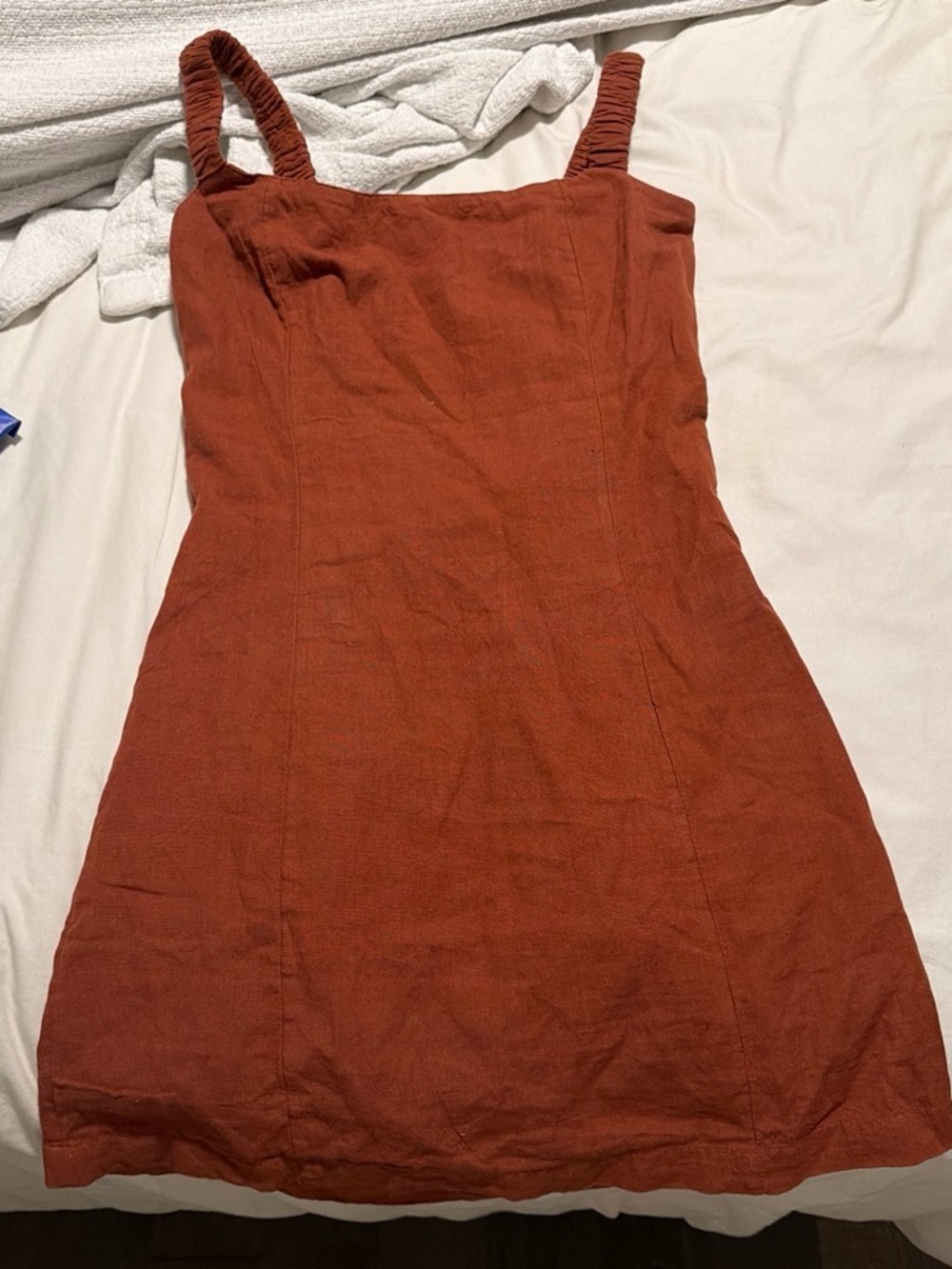 Free People Rust Mini Dress with Ruched Straps
